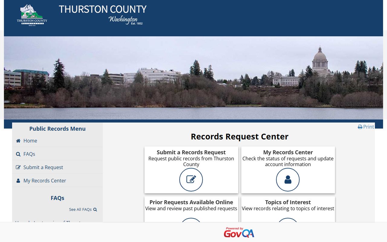 Thurston County booking photo public records request portal